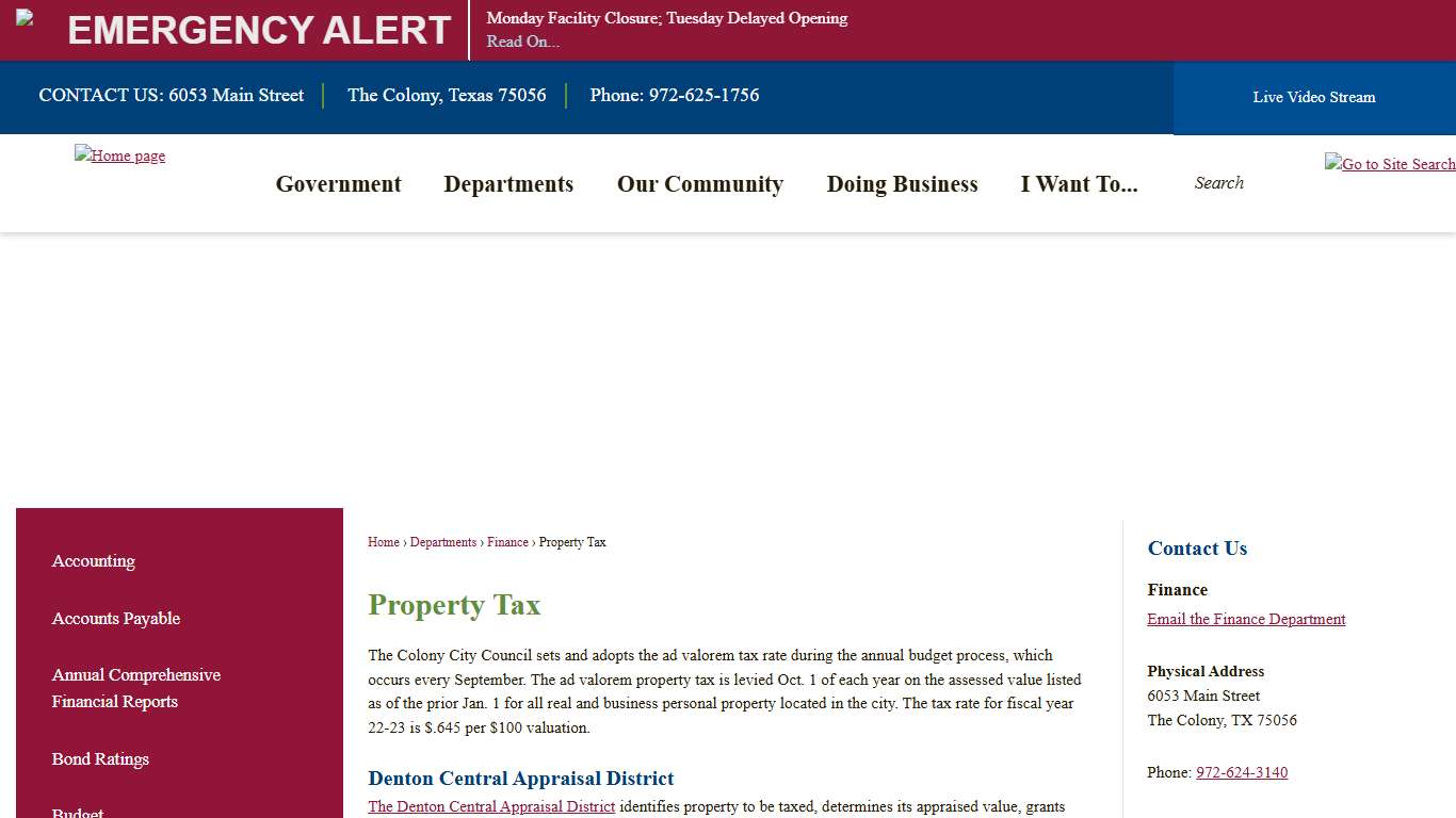 Property Tax The Colony, TX